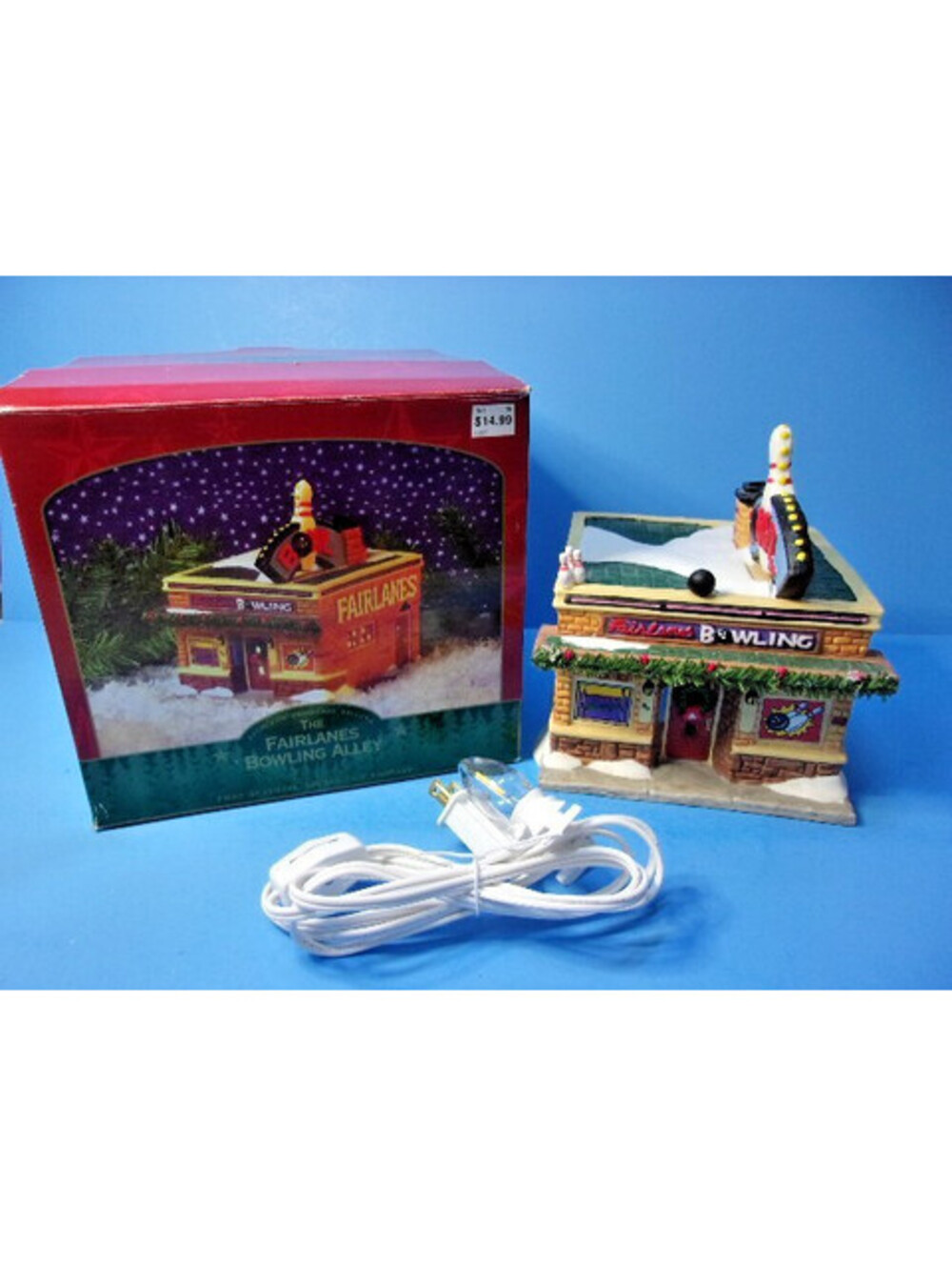 Christmas Valley Village Lighted Building the Fairlanes Bowling Alley Vintage